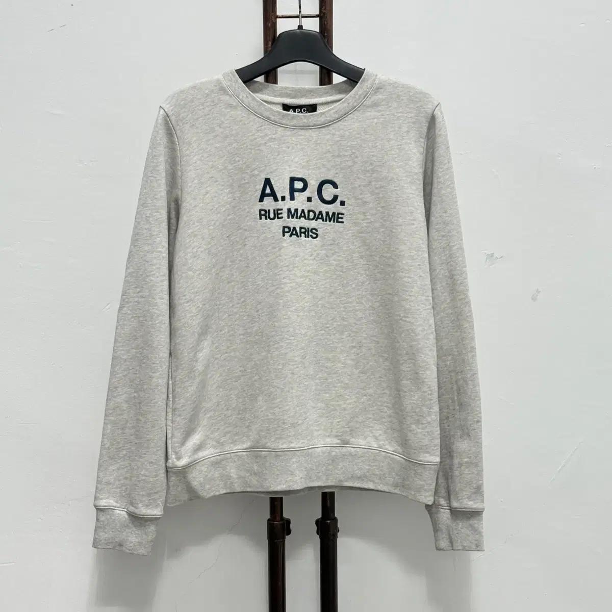 정품 아페쎄 A.P.C. 멜란지 그레이 로고 맨투맨