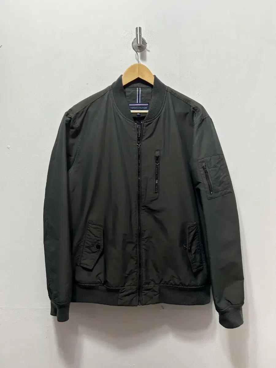 타미힐피거 봄버 자켓 카키 항공누빔점퍼 2XL 110사이즈