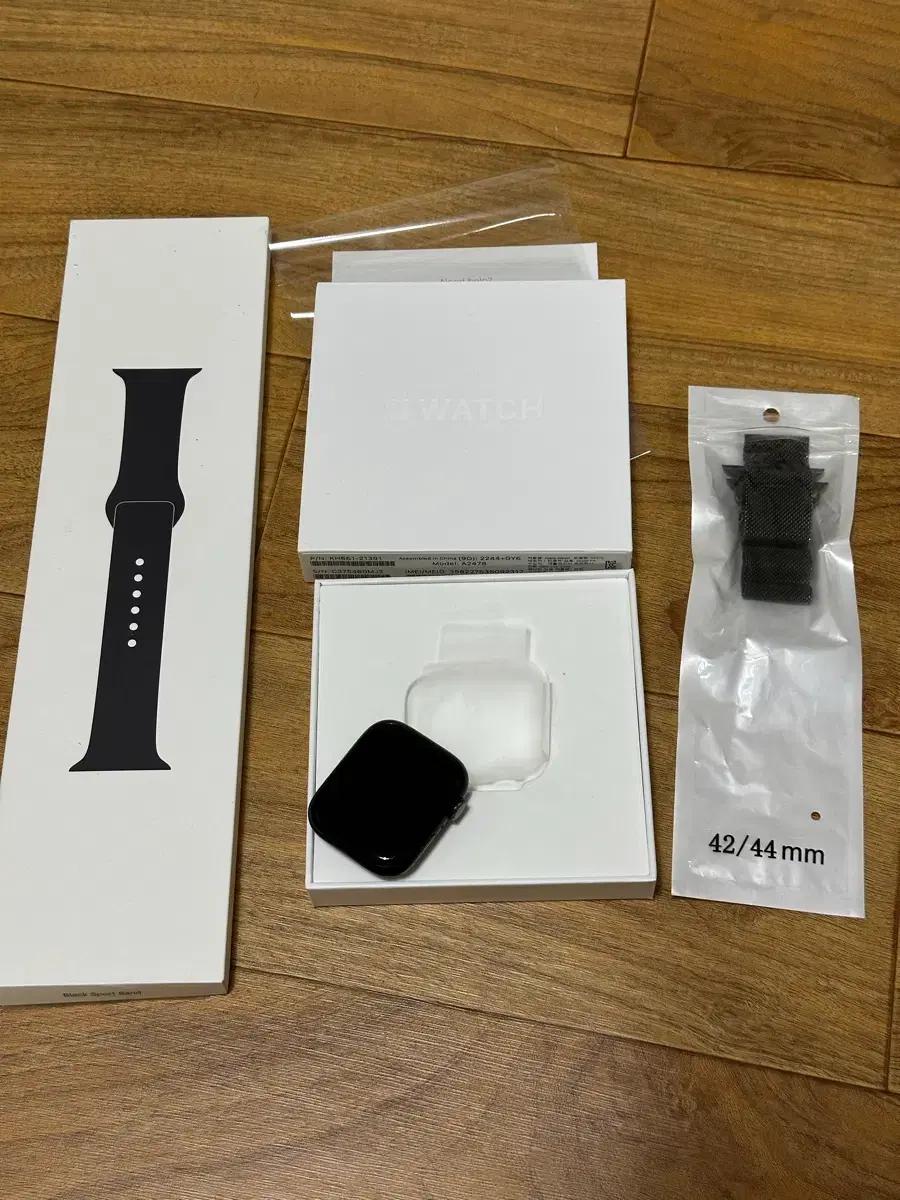 애플워치7 45mm 알루미늄 미드나잇 블랙 셀룰러 + 공식 스트랩