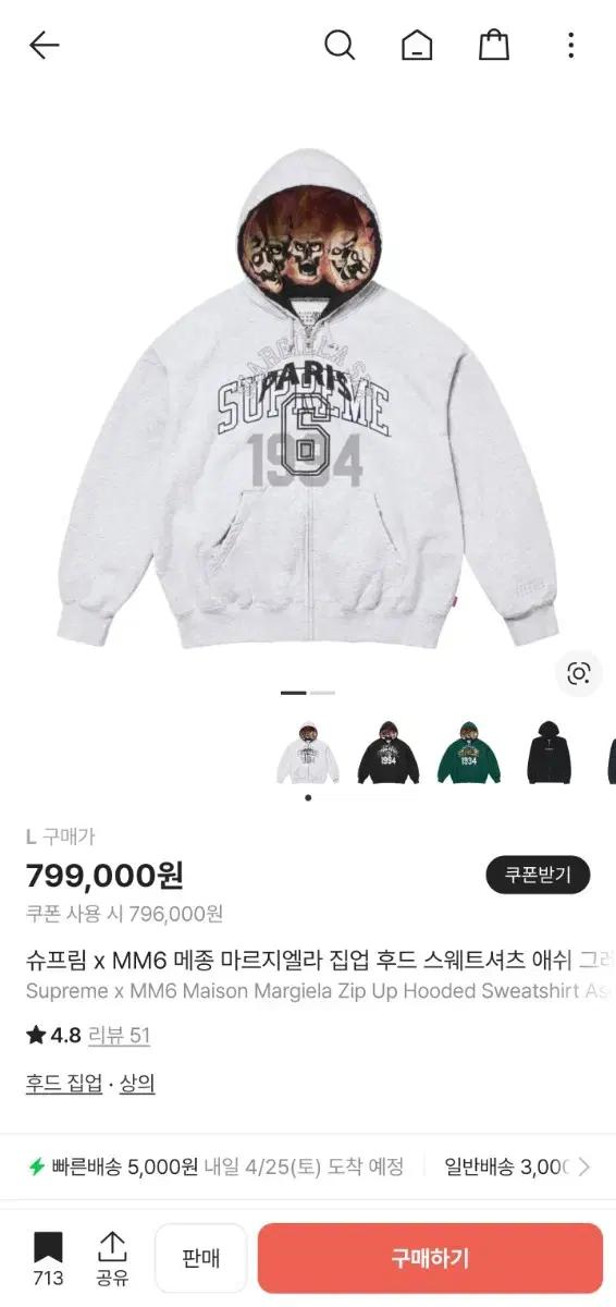 슈프림 마르지엘라 후드집업