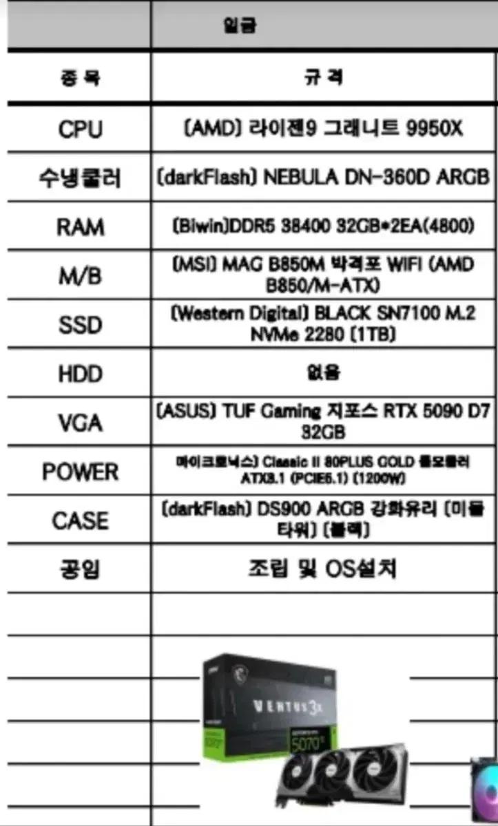 amd 9950x rtx 5090 게이밍 완본체 최고사양