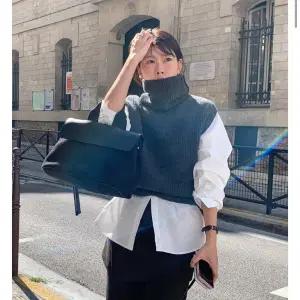 언더비 목폴라 니트 라룸어텀블랙업크렘므메이비베이비