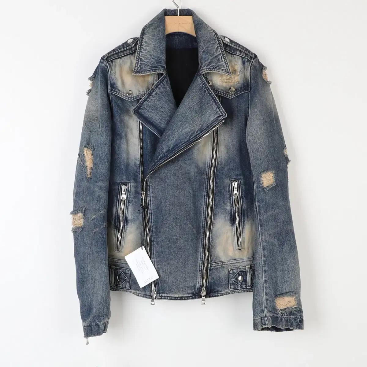 S / BALMAIN 발망 워싱 데님 라이더 자켓