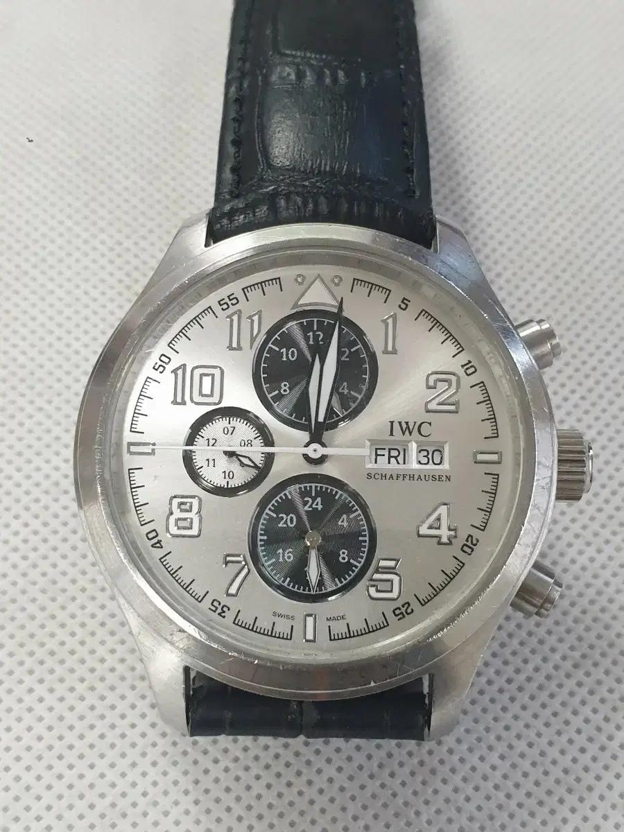 IWC st 오토매틱 흰판 검정가죽 밴드