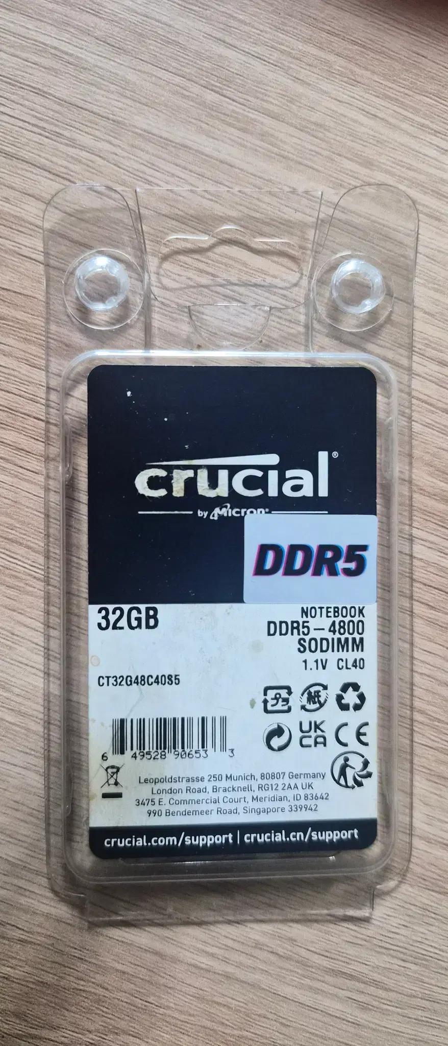 노트북 Memory 마이크론 DDR5 4800 32G