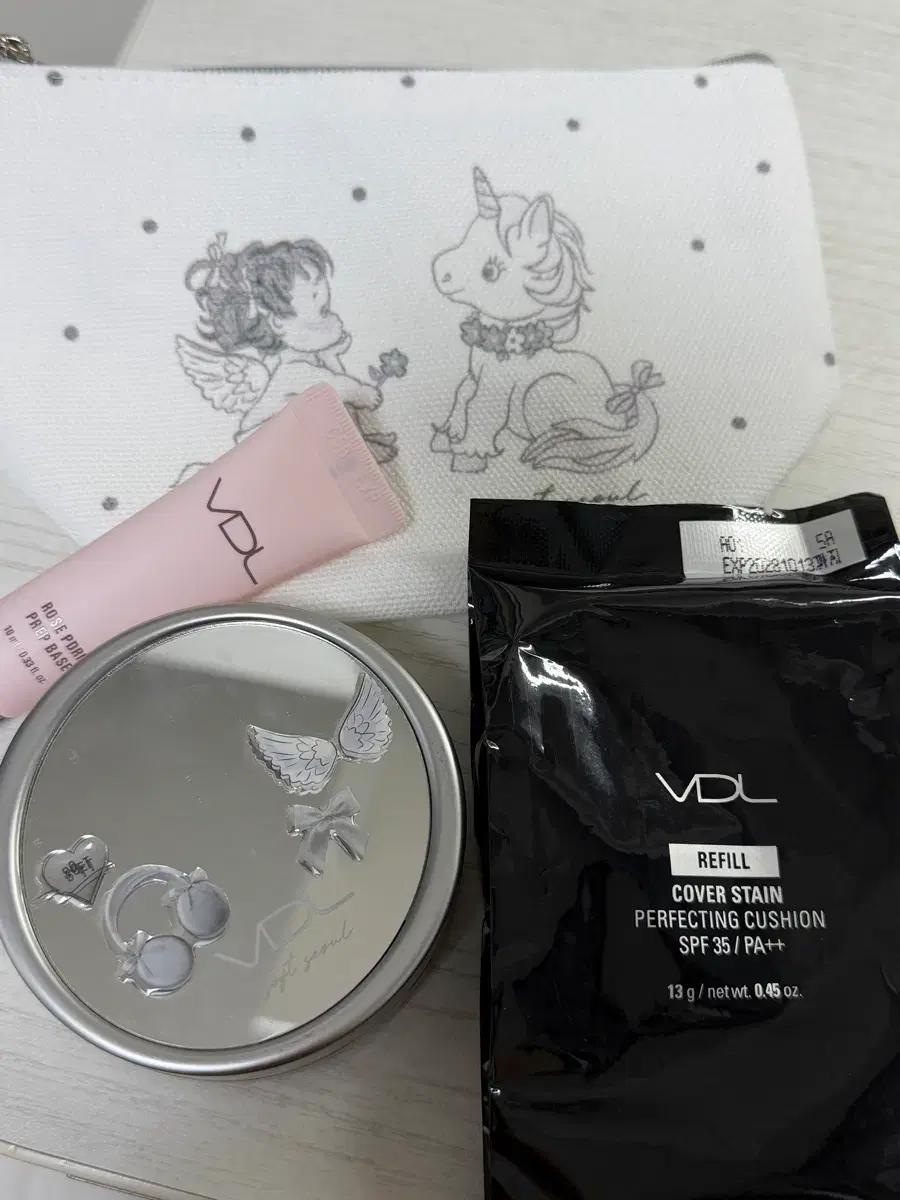 브이디엘 커버스테인 퍼펙팅 쿠션+리필+프랩베이스+파우치