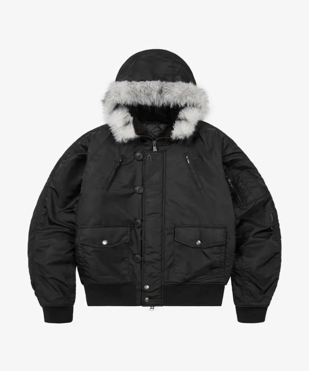 아캄(AAKAM) Hooded Fur MA-1 Jacket (Black)