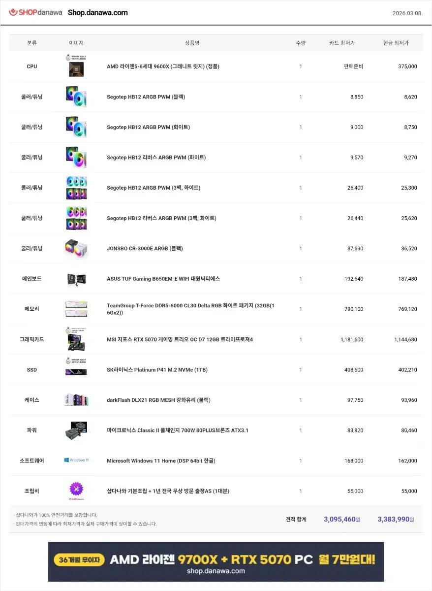 고사양 데스크탑 RTX 5070 + 9600X | 신품급 풀튜닝 본체