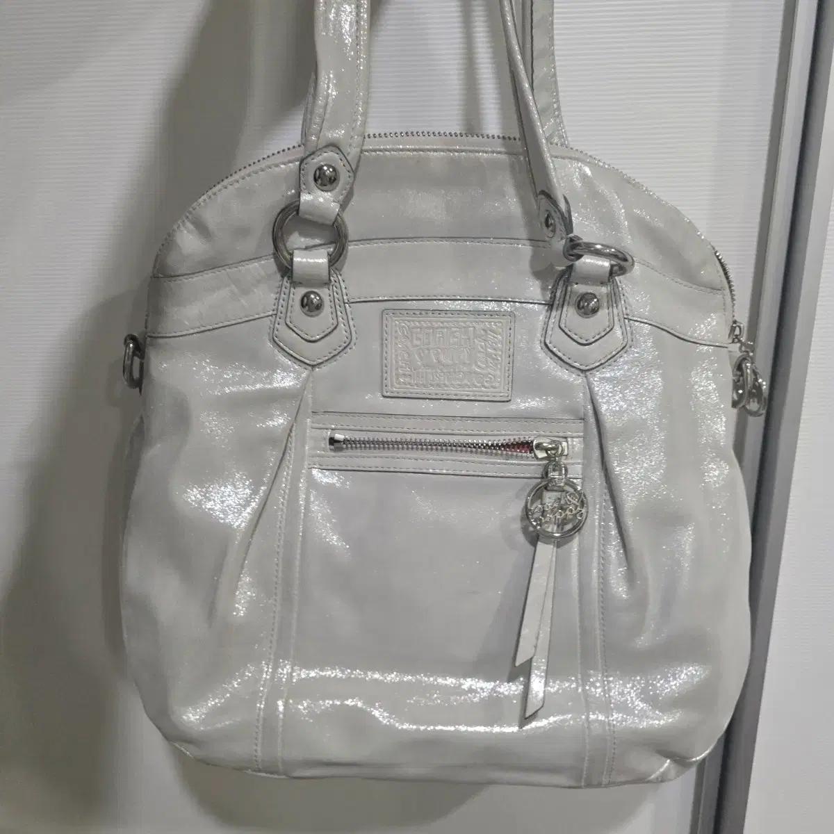 코치 COACH 가죽 실버그레이 토트백