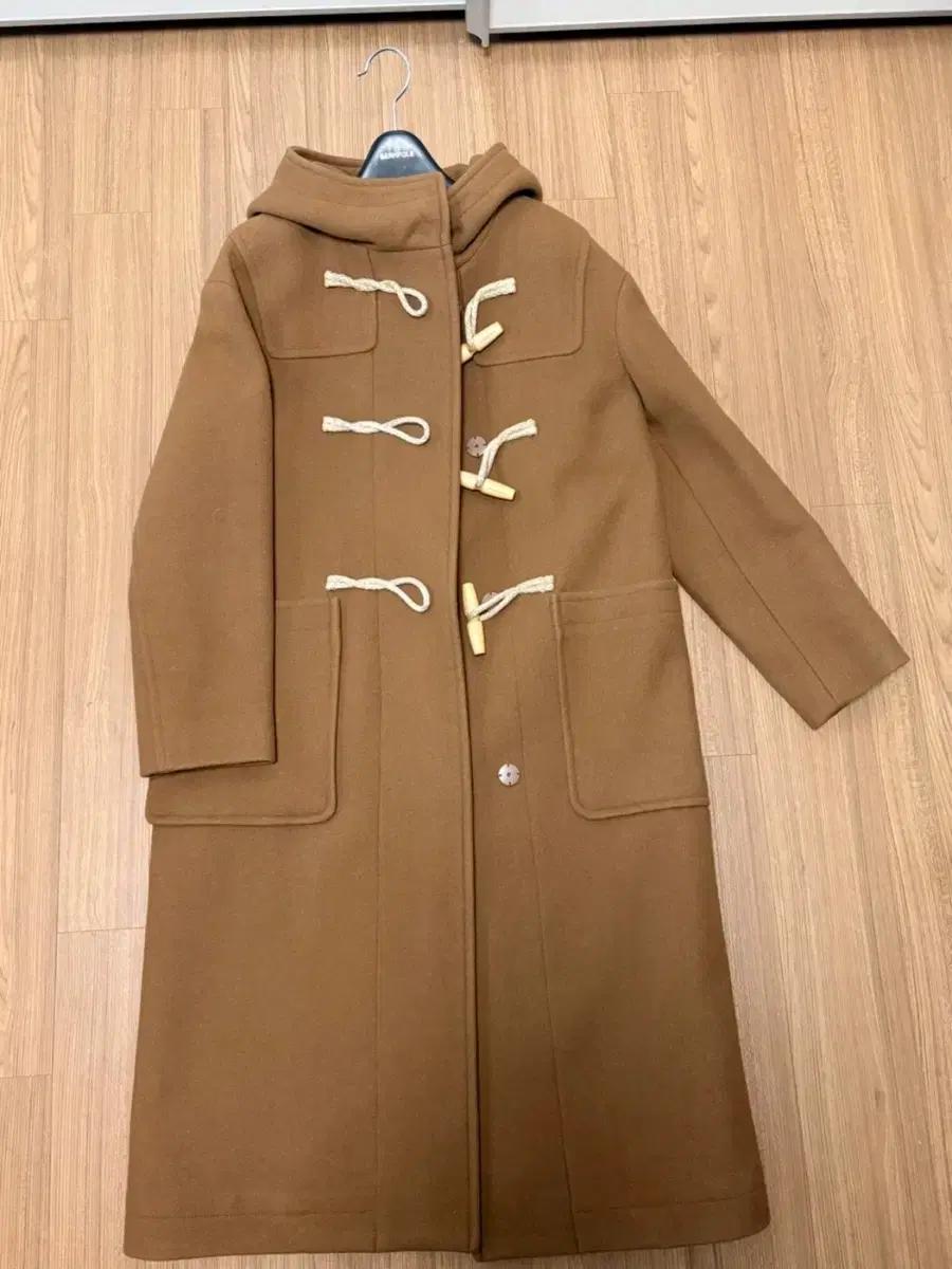 빈폴레이디스 옐로이시 브라운 울 블렌드 후드 더플 코트