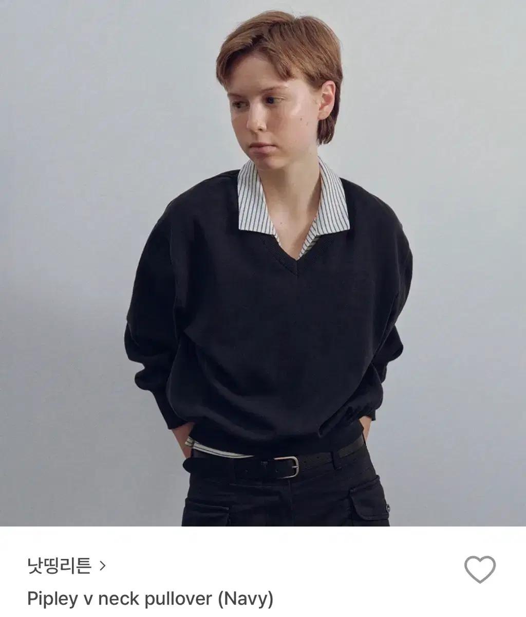 낫띵리튼 pipley v neck pullover(navy)