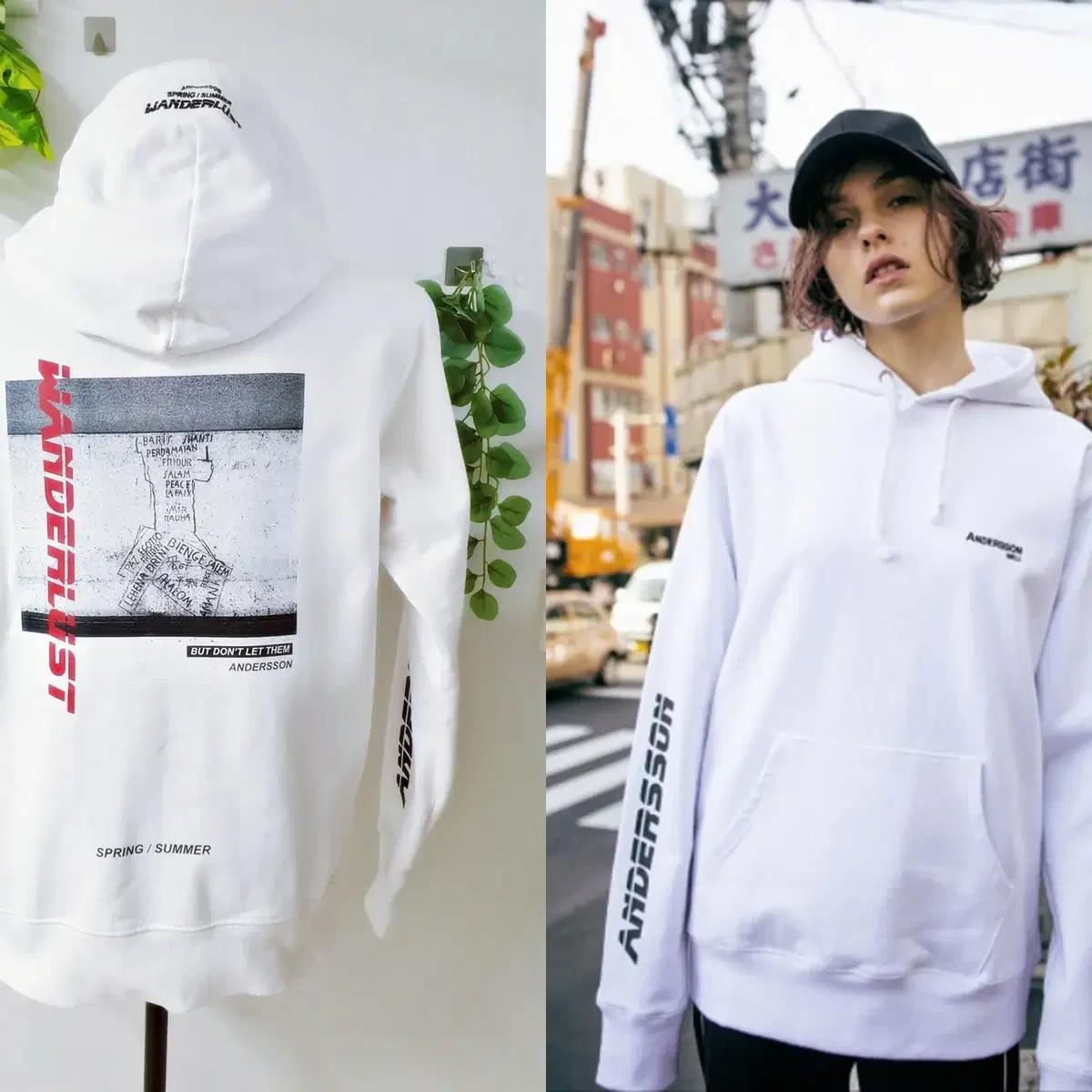 앤더슨벨 unisex 후드맨투맨 화이트 L