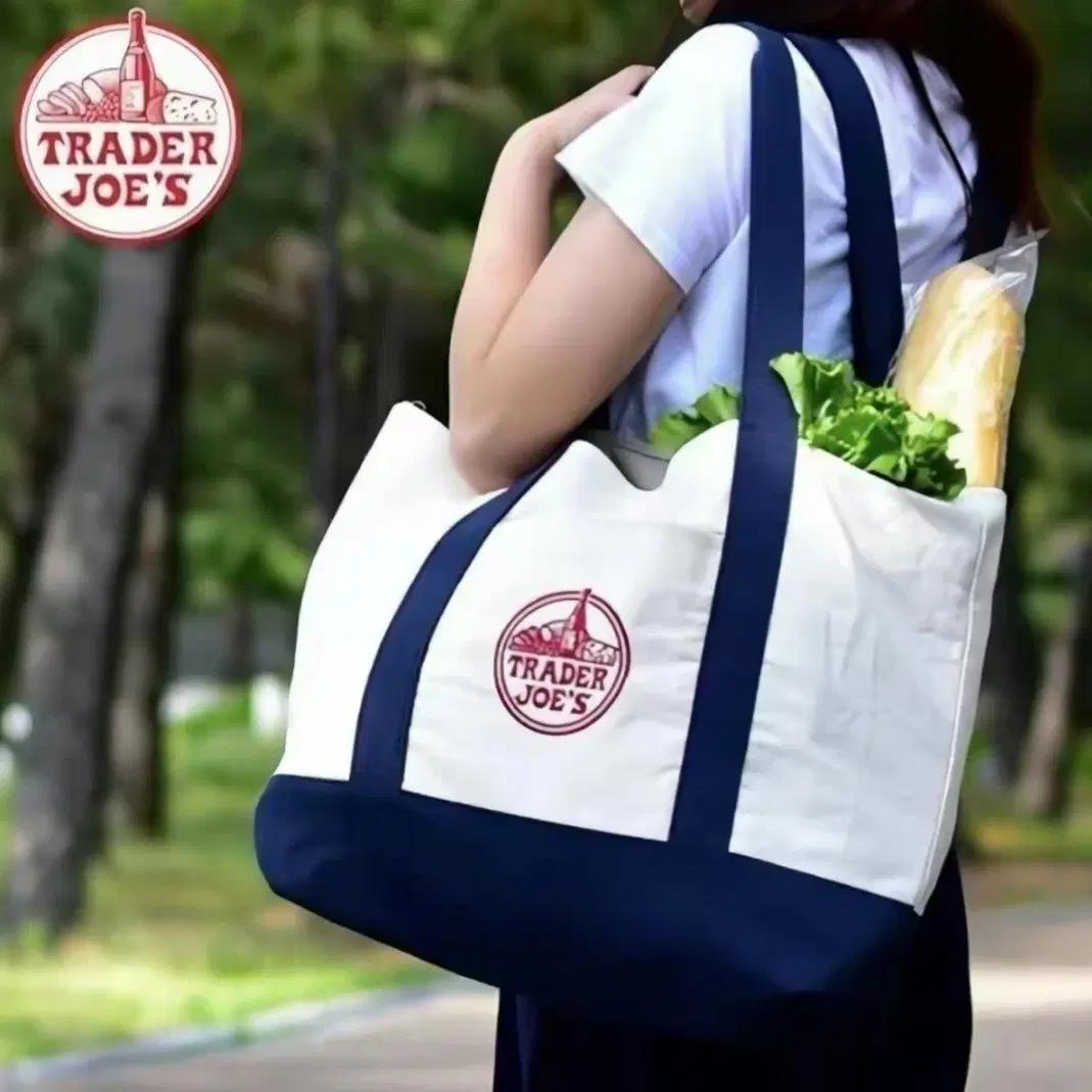 트레이더조 라지 대용량 에코백 숄더백 TRADER JOE'S<네이비>