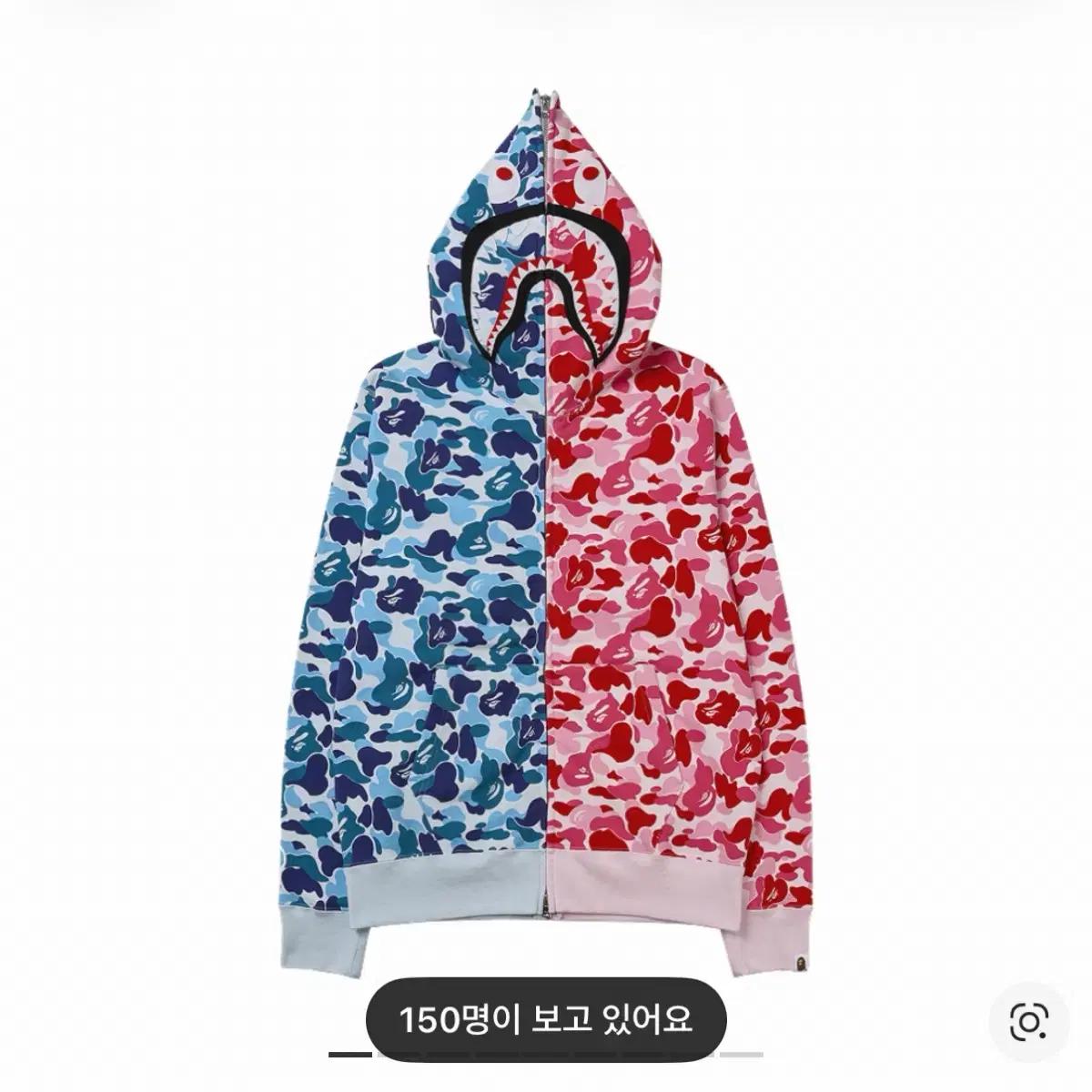 (M, 택ㅇ) BAPE 베이프 ABC 카모 샤크 후드 블루/핑크