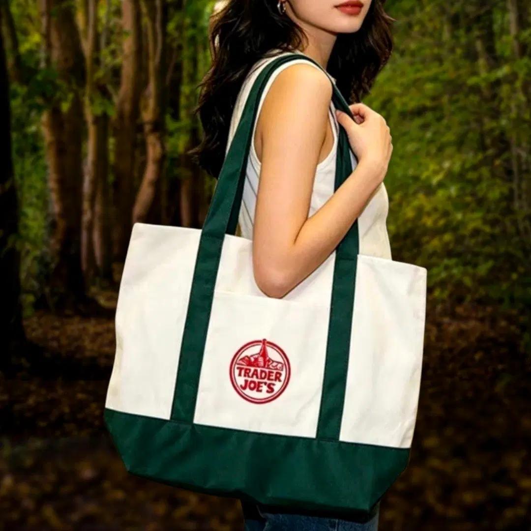 트레이더조 라지 대용량 에코백 숄더백 TRADER JOE'S<그린>