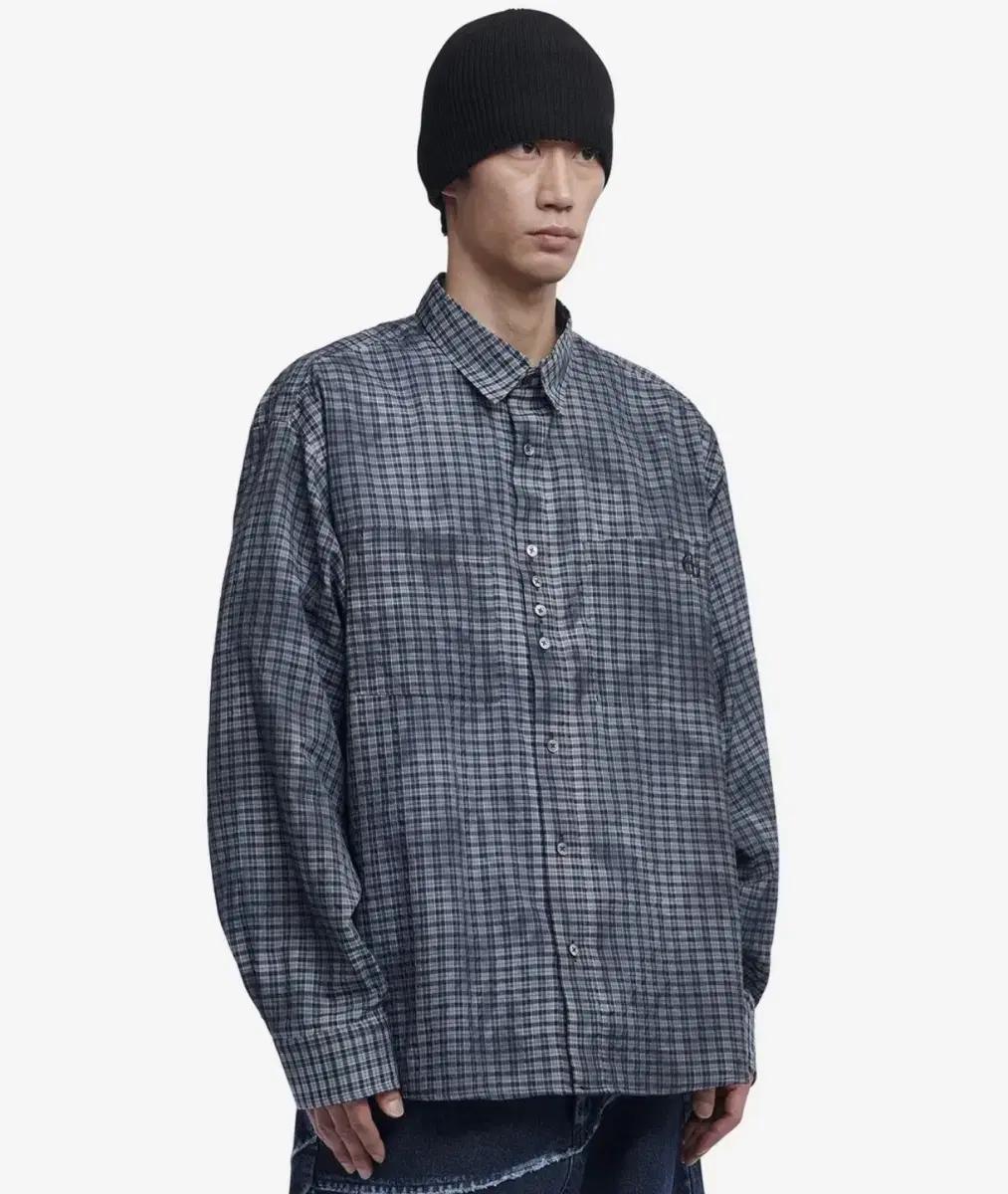 노매뉴얼 overdyed 체크 셔츠 차콜 L