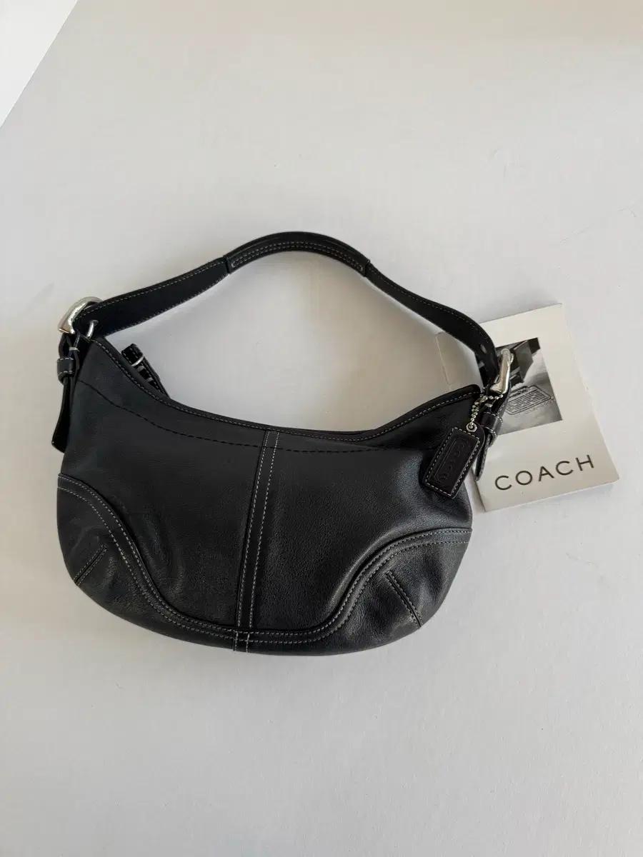 coach 코치 빈티지 블랙 레더 스티치 미니 호보백