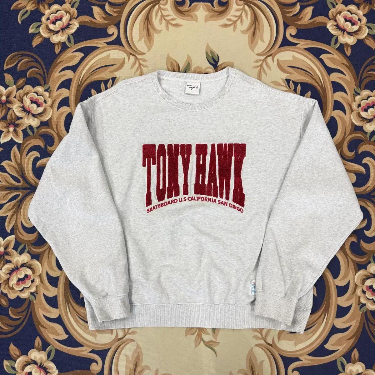 (XL)토니호크 Tonyhawk 엠브로이드 로고 맨투맨(그레이)