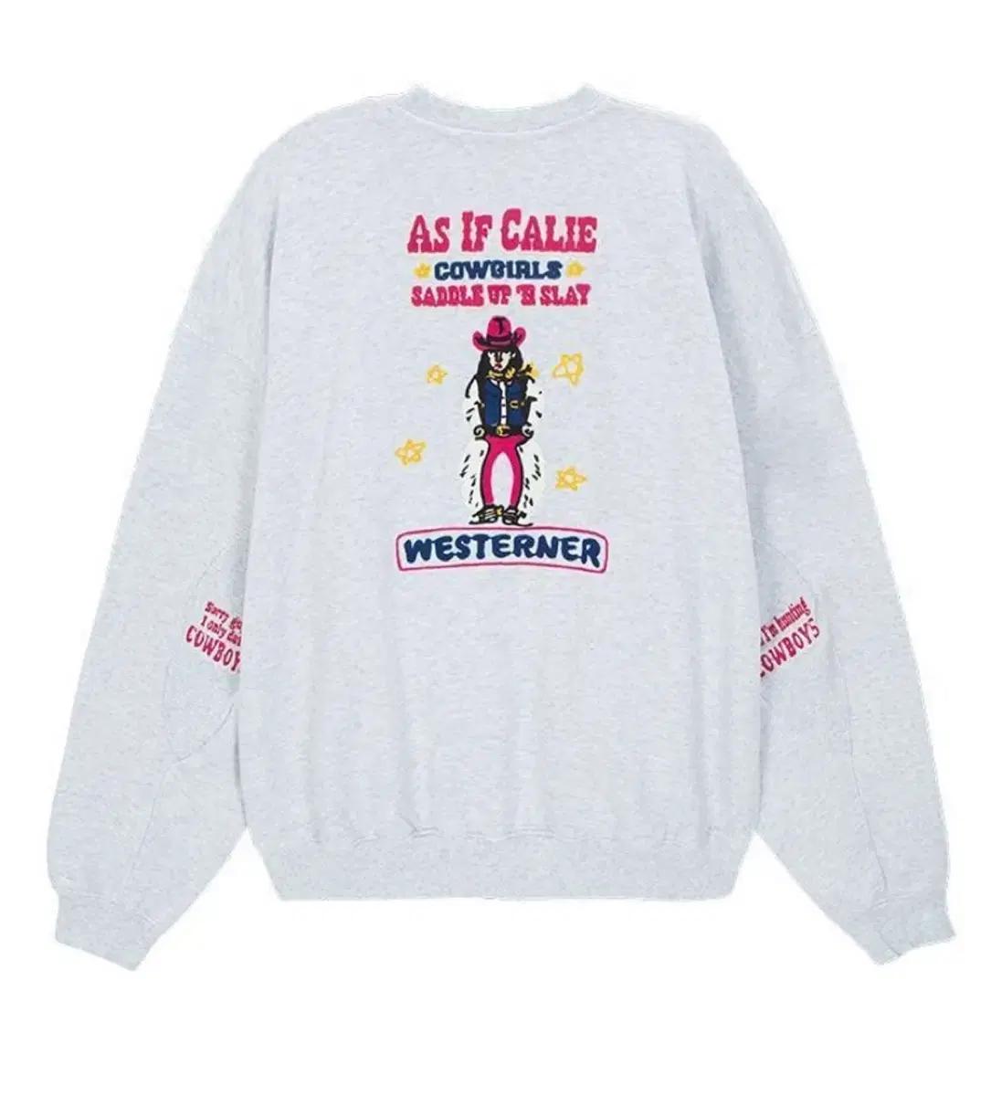 as if calie 에즈이프캘리 웨스턴 쇼 맨투맨 판매합니다.