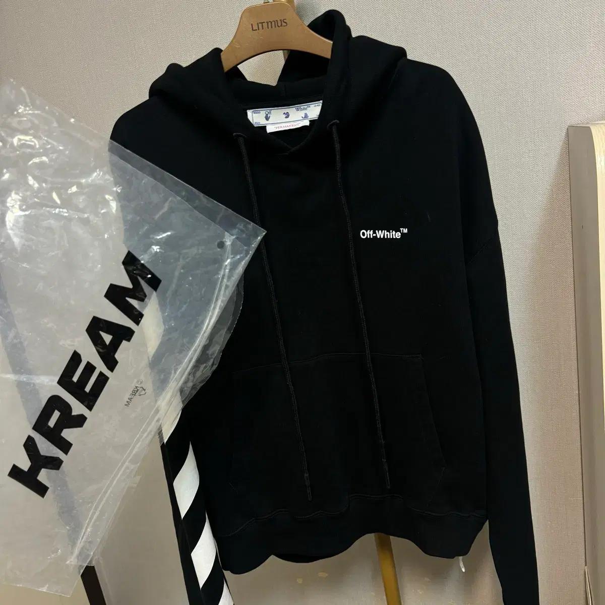[정품] 오프화이트 다이애그널 후드티블랙 KREAM 판