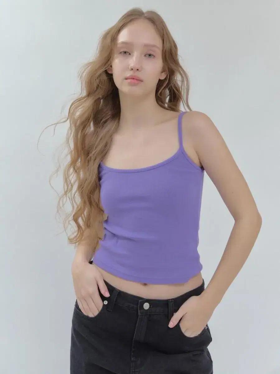 (1회착용) 헤더먼트 데이 슬리브리스 나시 _ 퍼플