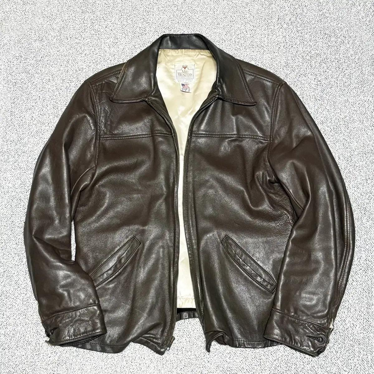 70s 빈티지 Mid western sport togs 디어스킨 레더자켓