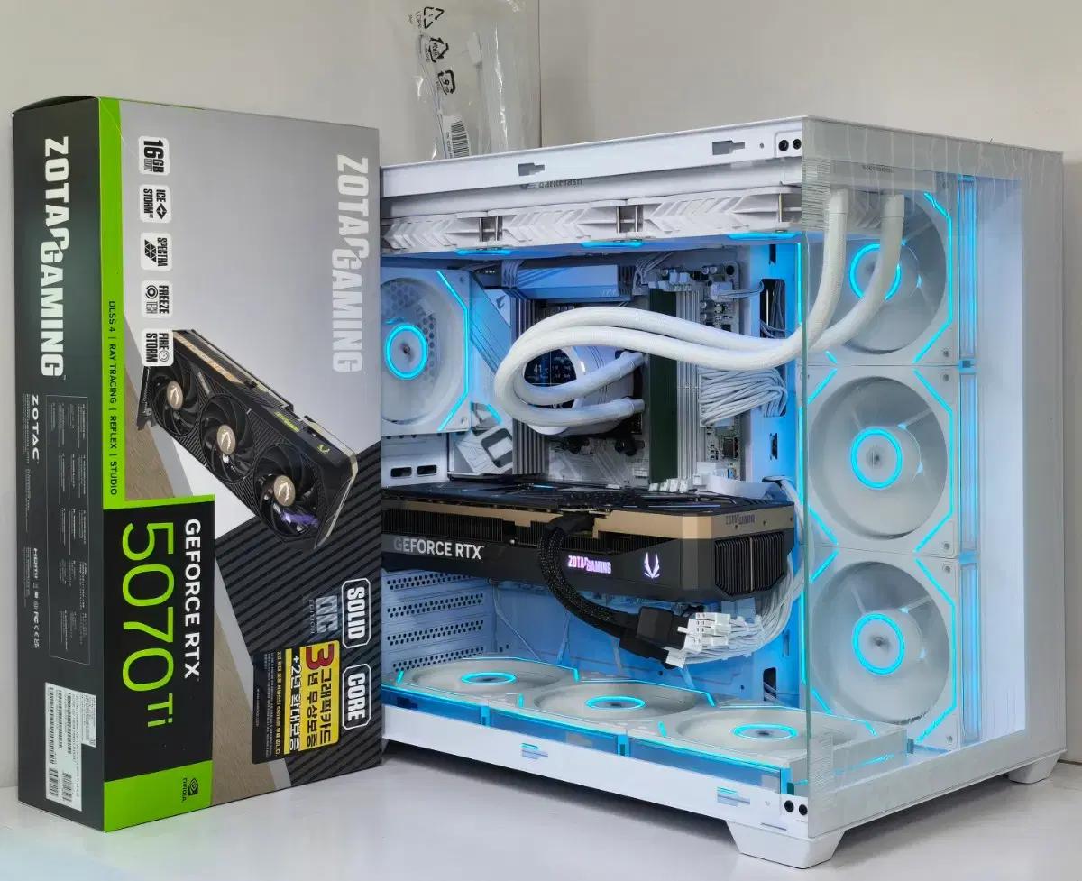 (새제품 반본체 화이트)9800X3D, 수랭쿨러,방송게이밍컴퓨터본체