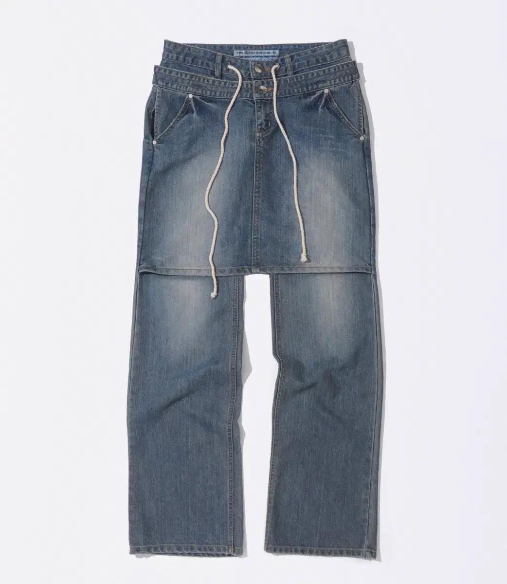 스컬프터 Apron Layered Denim Mid Blue xs