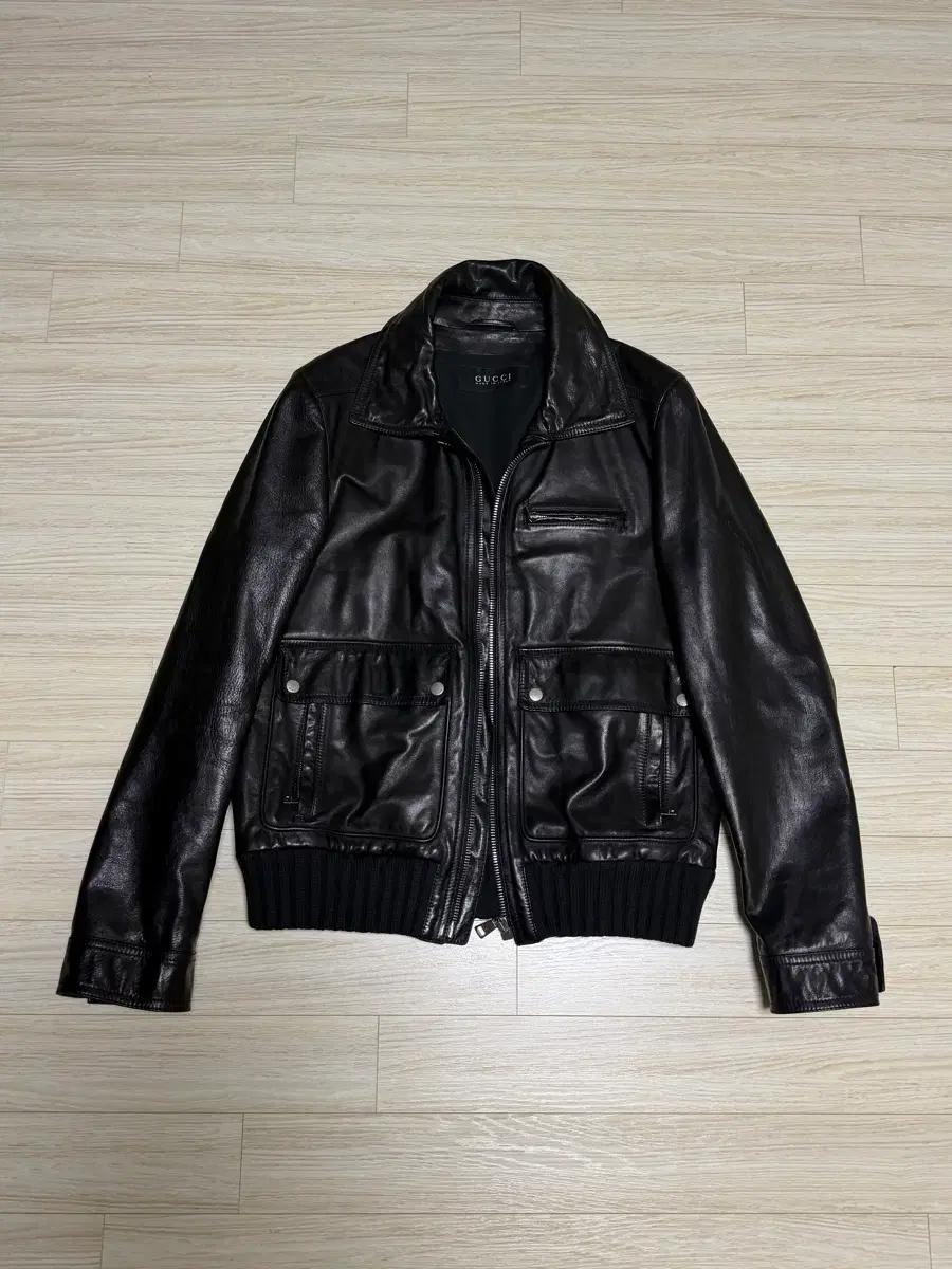 GUCCI 구찌 블랙 램스킨 레더 자켓 50