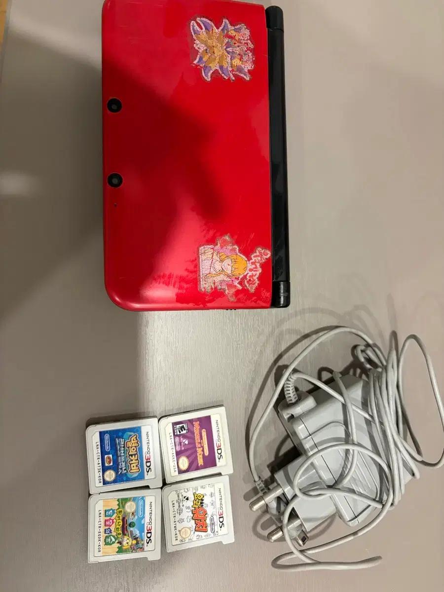 닌텐도 3DS  xl 레드 본체 + 게임 4팩