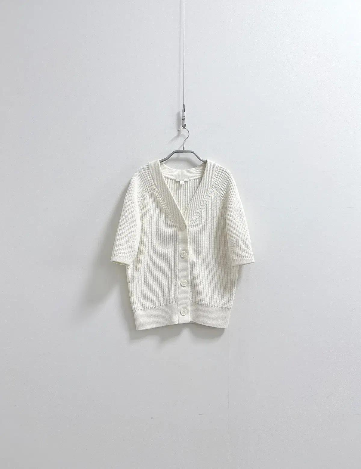 코스 반팔 코튼 니트 립 가디건