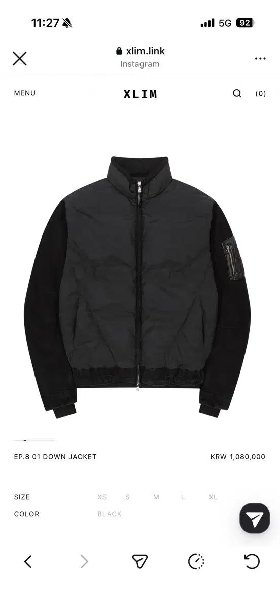 [XL] 엑슬림 EP.8 01 DOWN JACKET 다운자켓 블랙