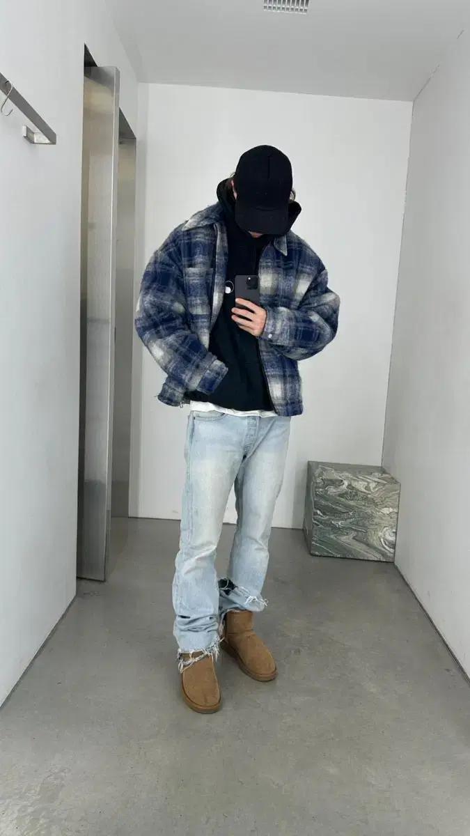 COLE BUXTON 플란넬 오버셔츠 집업 자켓 S