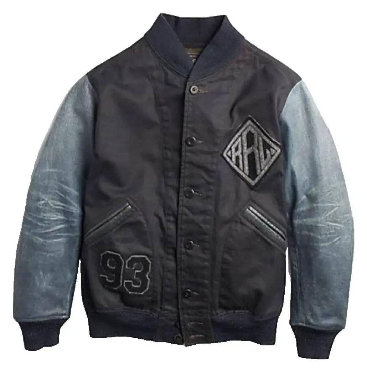 RRL 더블알엘 인디고 레더 바시티 M