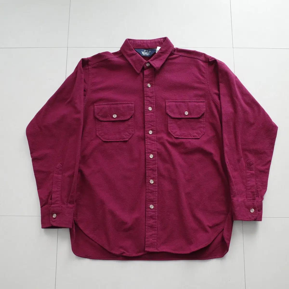 울리치 90s 헤비 플라넬 샤모아 셔츠 버건디 L MADE IN USA