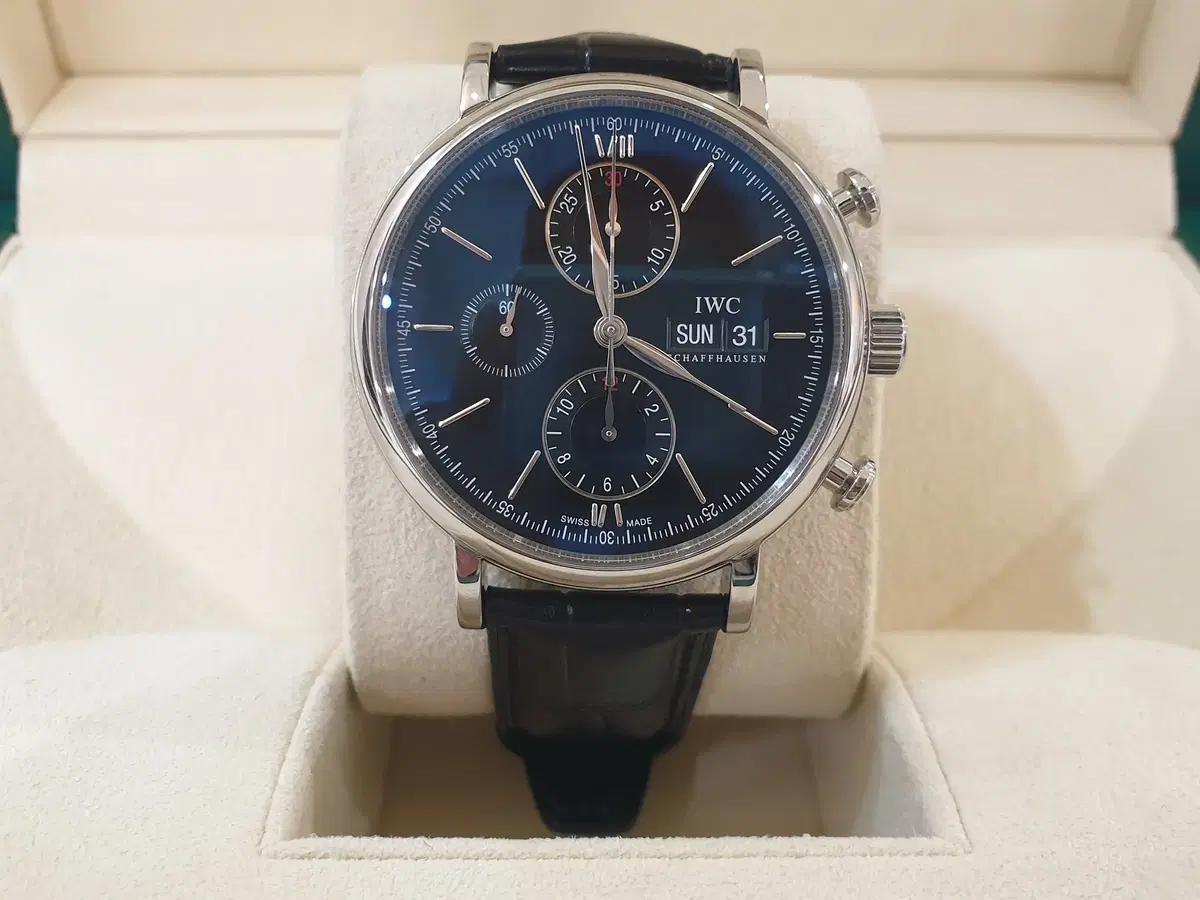 IWC포르토피노 크로노그래프 검판 가죽줄 IW391002