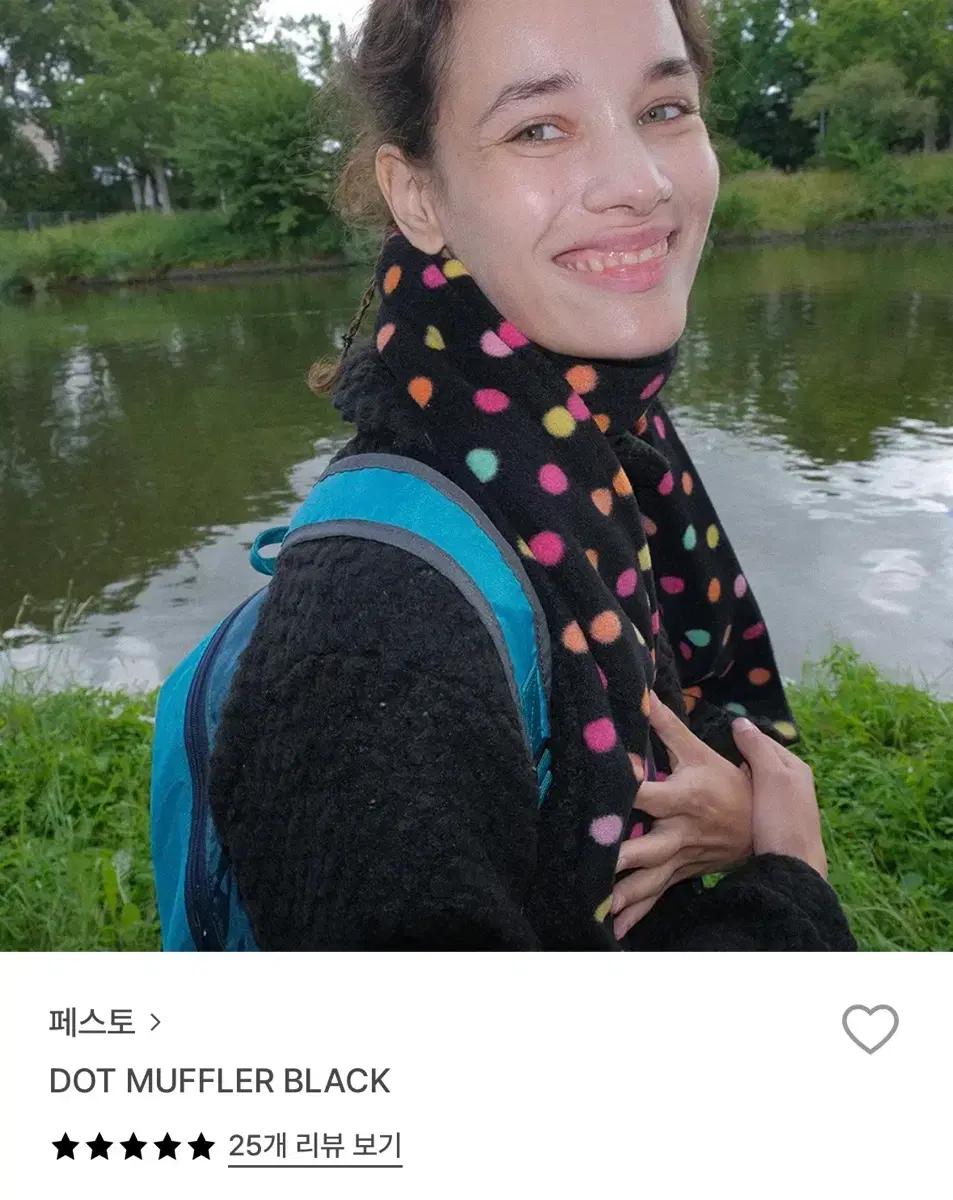 페스토 pesto 도트 머플러 블랙 미개봉 목도리