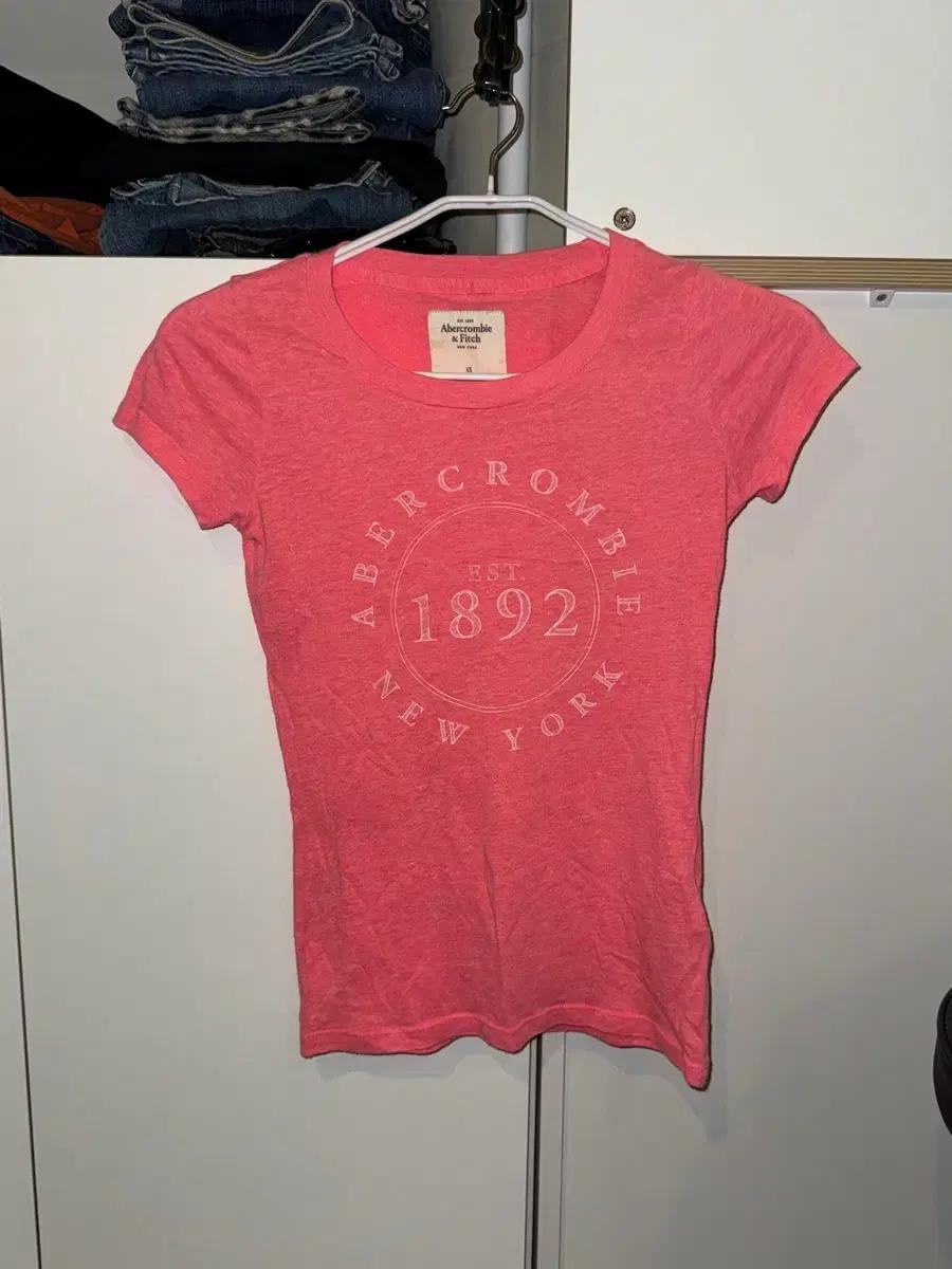 Abercrombie & Fitch 페이디드 핑크 코튼 티셔츠 XS