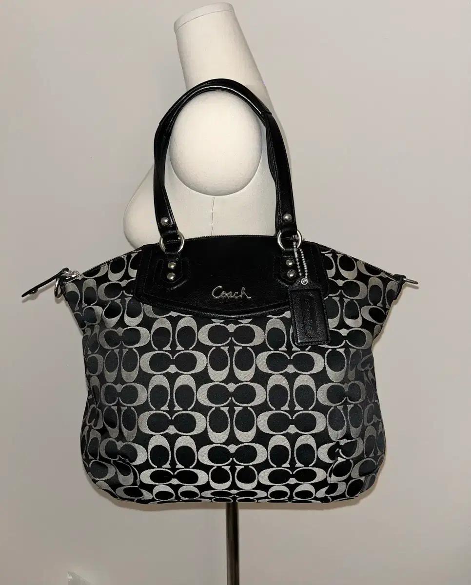 Coach black and white shoulder bag