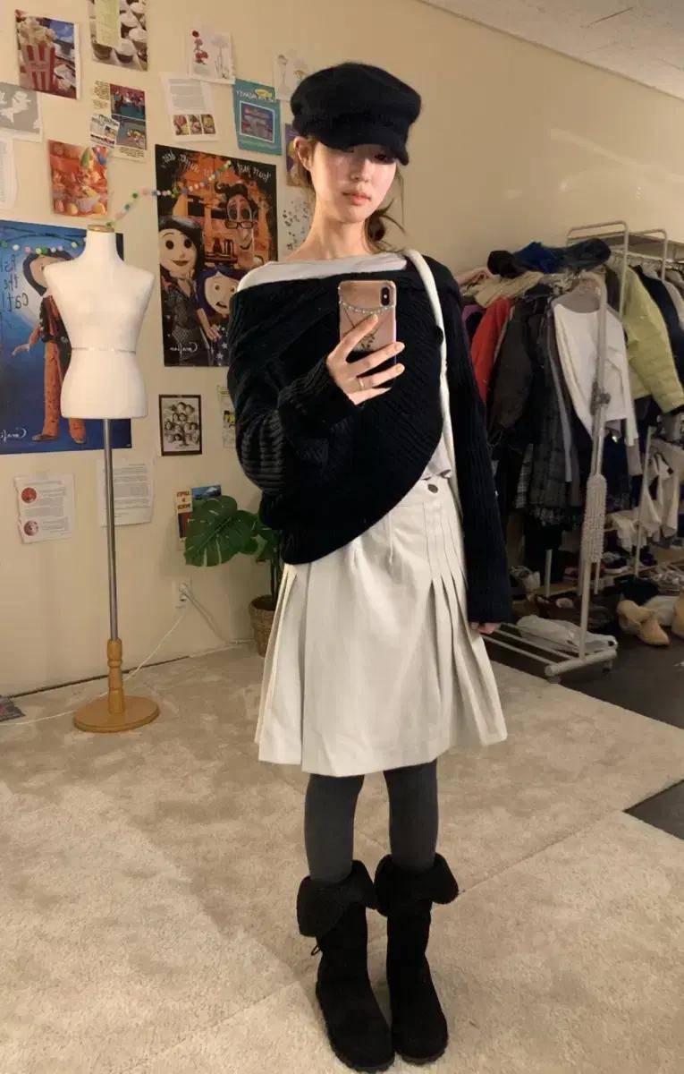 (새상품) 보우아카이브 soft pleated wrap skirt 랩스커