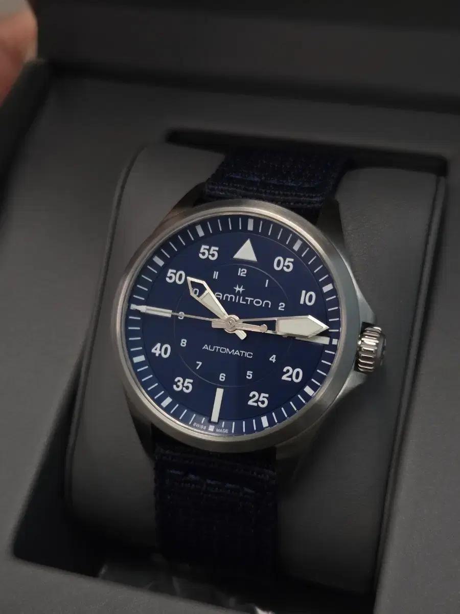 해밀턴 카키 에비에이션 파일럿 오토매틱 39mm 청판