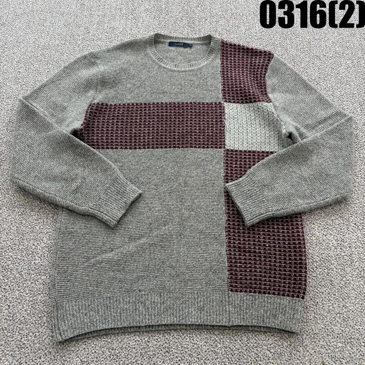 OLZEN 배색 패턴 니트 110