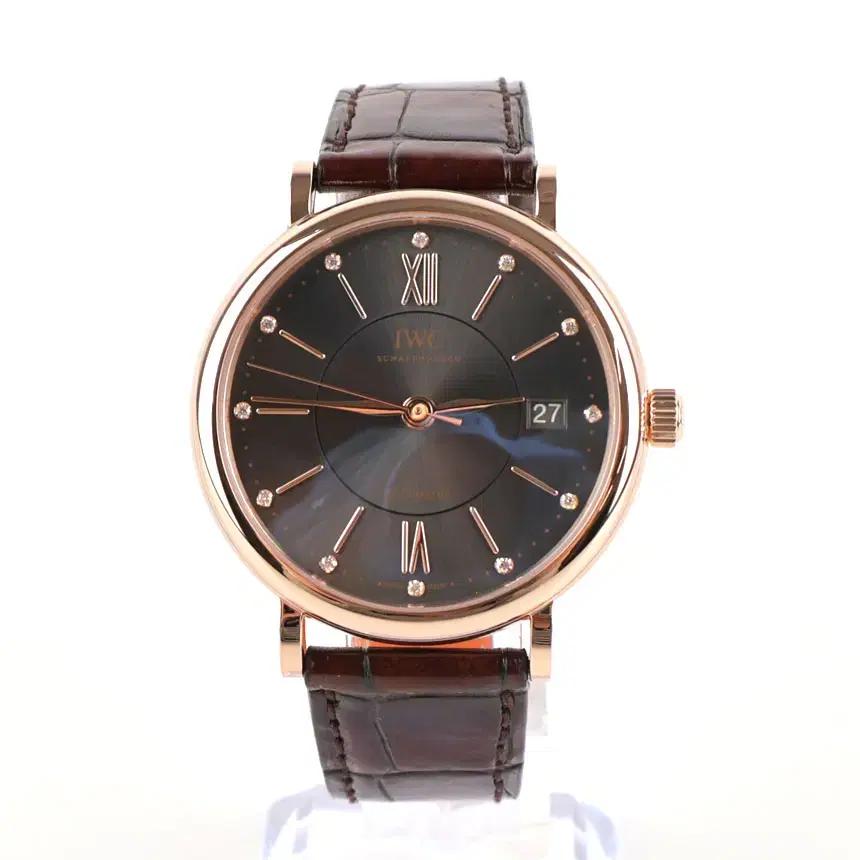 [중고명품다올] IWC 포르토피노 로즈골드 금통 다이아 가죽 스트랩 시계