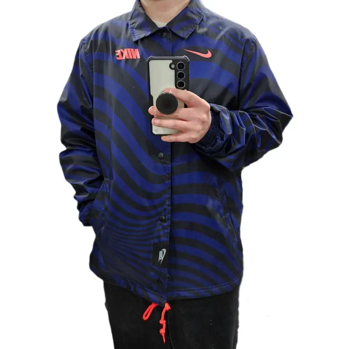 M 95-100 나이키 블루 패턴 코치자켓