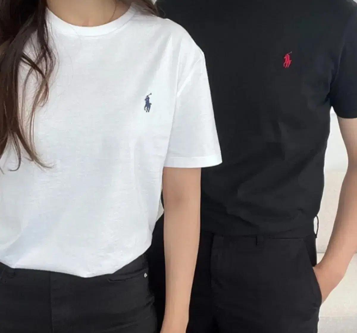 폴로 랄프로렌 반팔 티셔츠 흰색/검정색