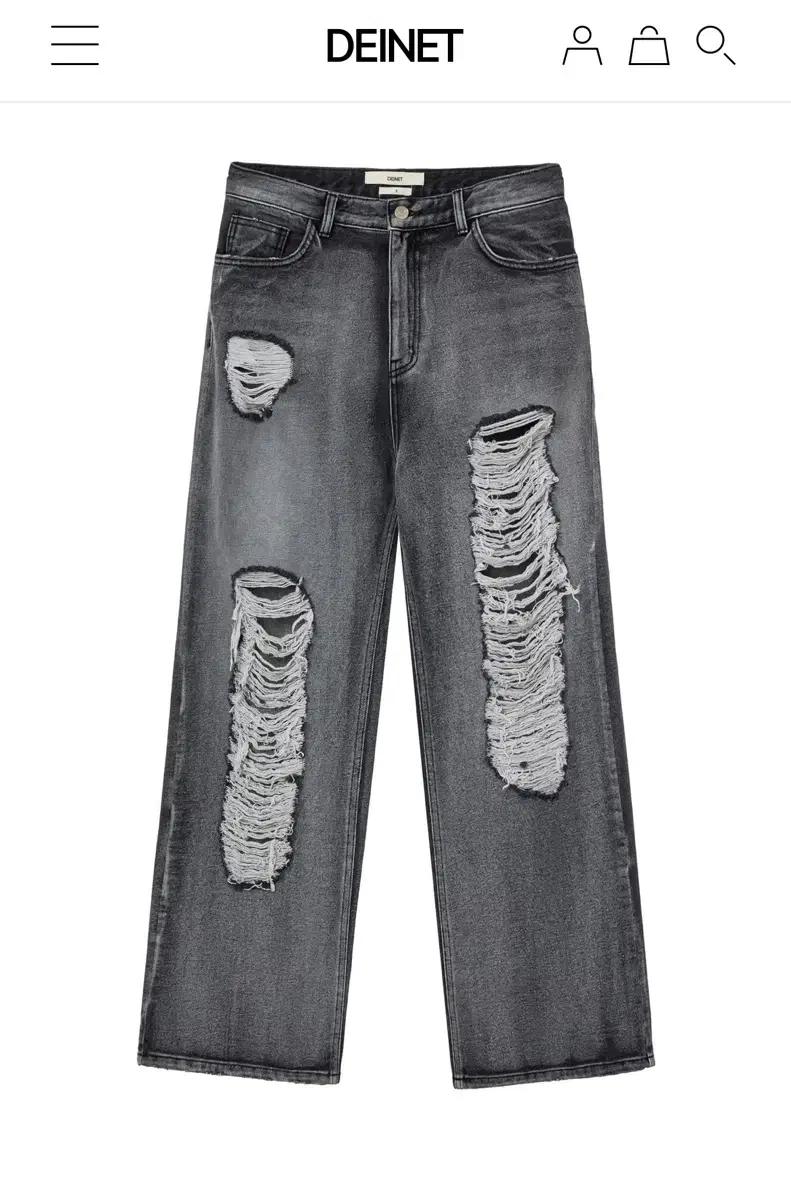 [새 상품] 다이닛 DESTROYED DENIM PANTS BLACK