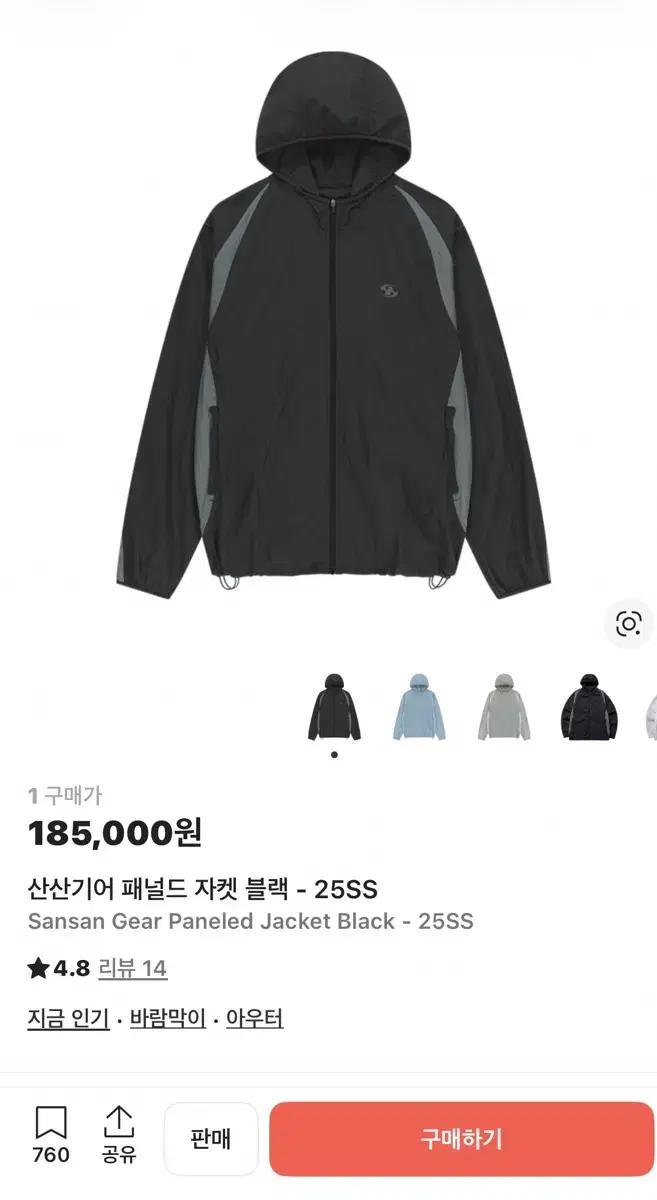 산산기어 패널드 바람막이 자켓 블랙