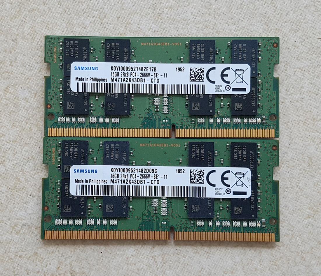 노트북용 램 DDR4 16G 2개 - 택배비포함 26만원