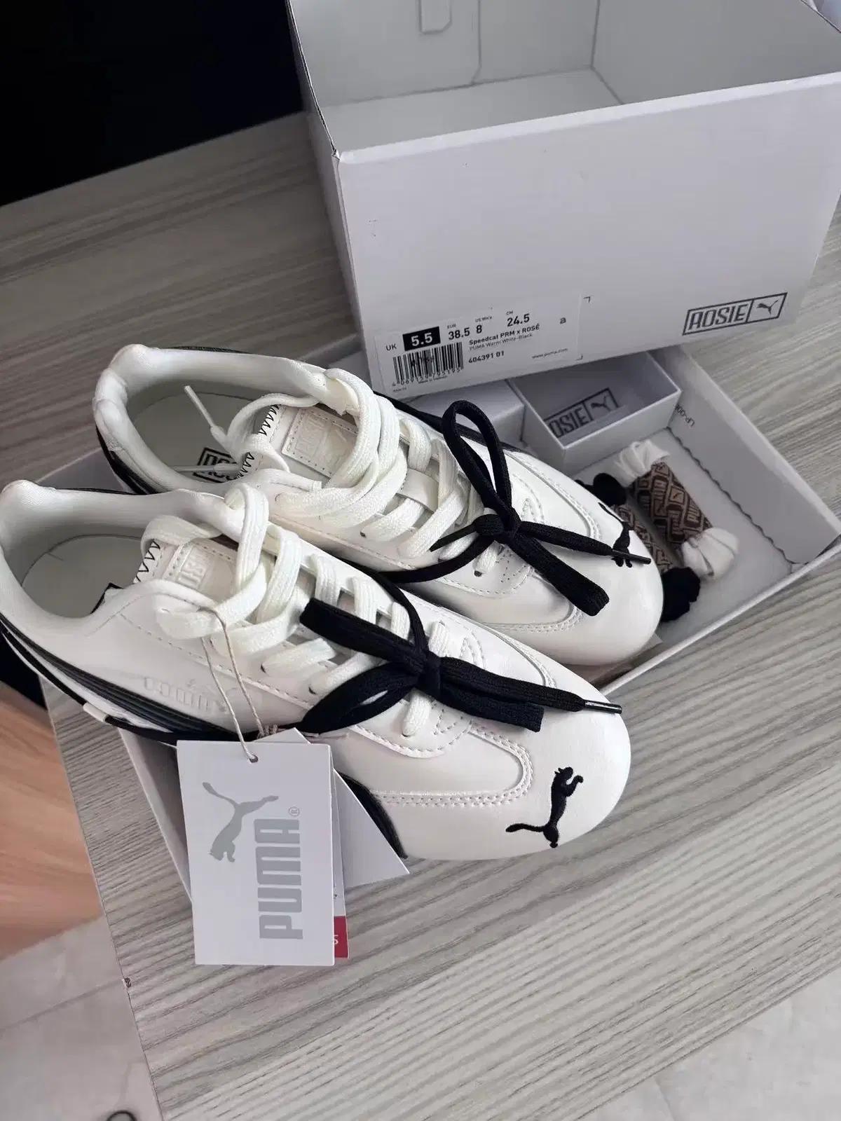 (W) 푸마 x 로제 스피드캣 LEA 웜 화이트 블랙 245mm