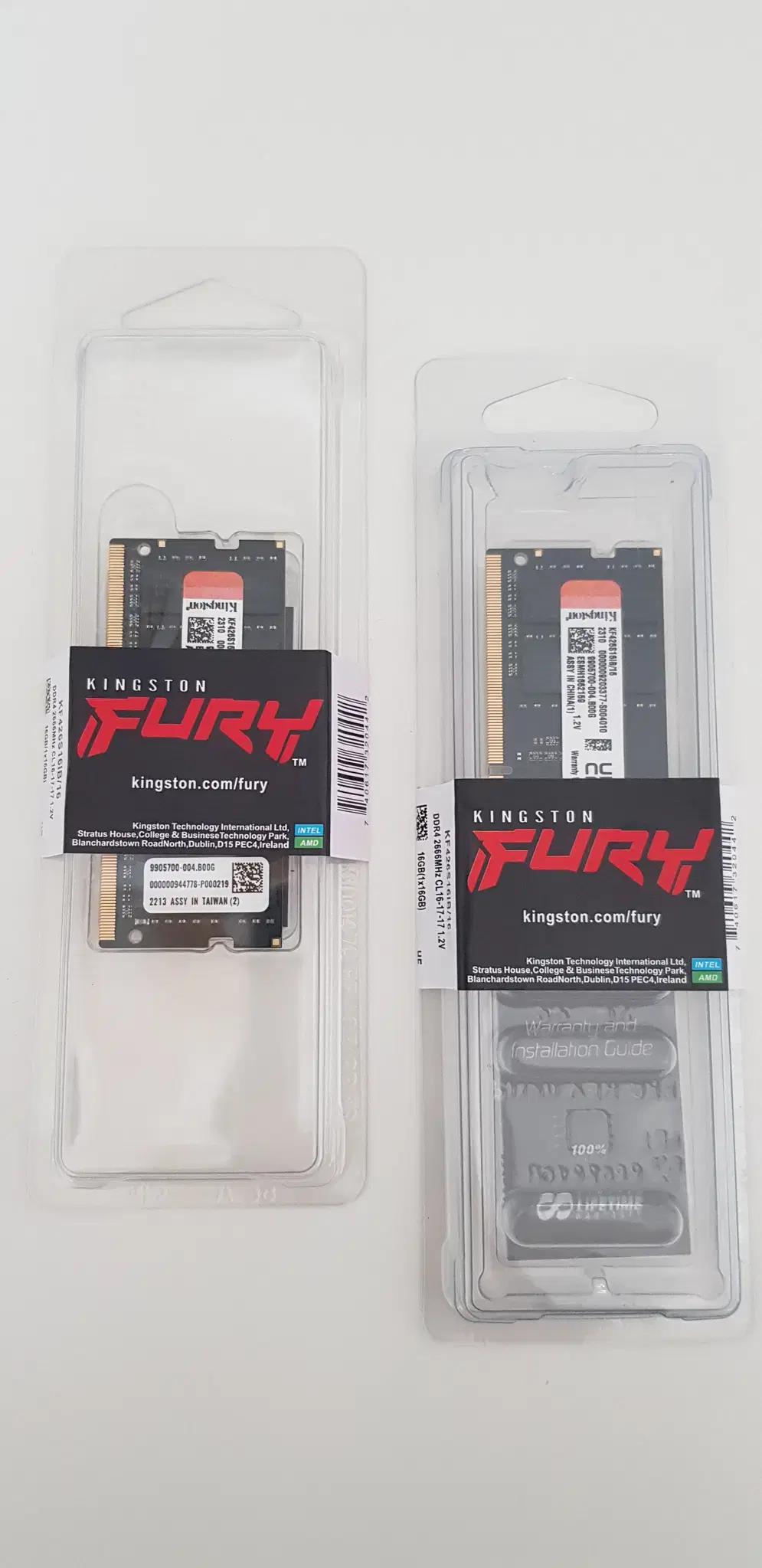 킹스턴 퓨리 Impact DDR4 노트북 메모리 16GB 2개